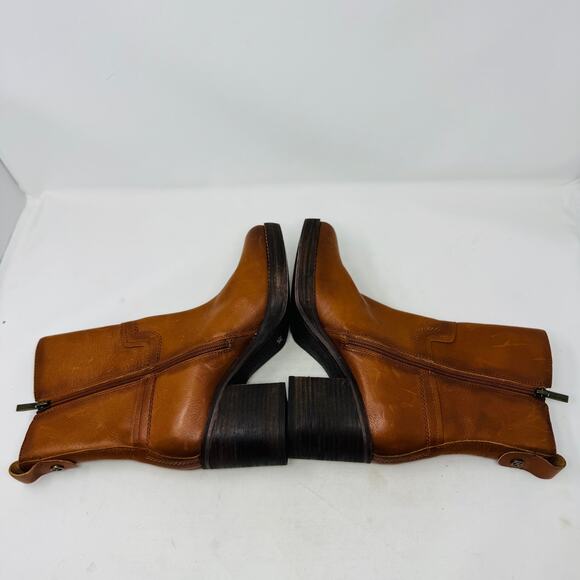 Franco Sarto Women's Brown Leather Block Heel Ankle Boots Side Zip Western 9.5 - Picture 8 of 10